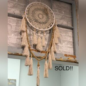 Bohemian Cream Dreamcatcher with Tassels